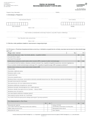 Medical Consent Form for MRI