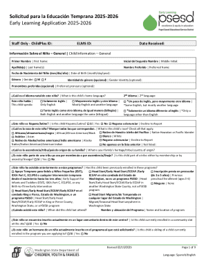 Early Learning Application 2025-2026