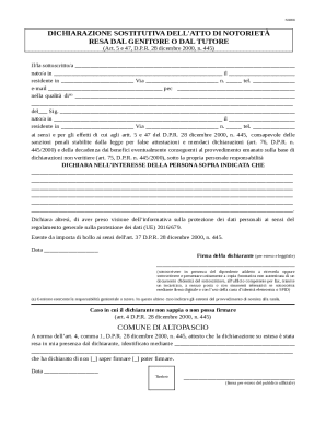 Italian Declaration of Substitution of Notoriety