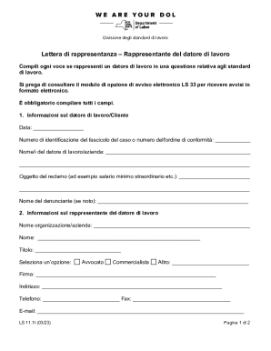 Letter of Representation for Employer