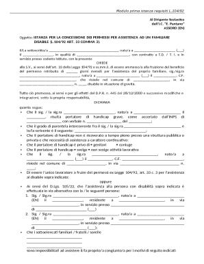 Italian Disability Assistance Permit Request