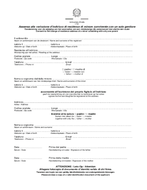 Consent to Change Minor's Residence Address