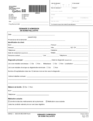 Palliative Care Admission Request Form