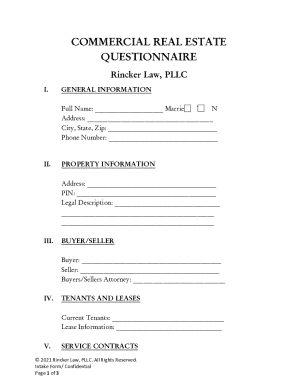 Commercial Real Estate Questionnaire
