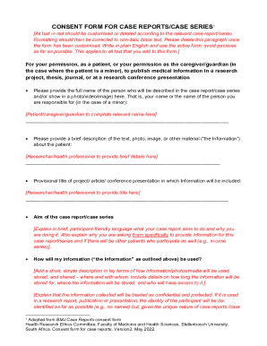Consent Form for Case Reports
