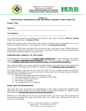Philippines Clinical Trial Informed Consent Form