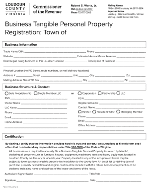 Loudoun County Business Tangible Personal Property Registration