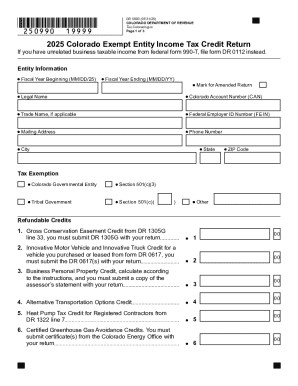 2025 Colorado Exempt Entity Income Tax Credit Return