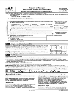 Form W-9 Request for Taxpayer Identification Number and Certification