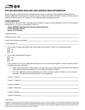 ABA Service Area Information Form