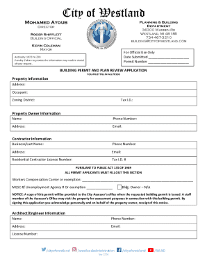 City of Westland Building Permit Application