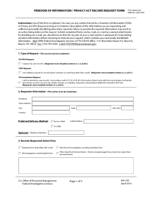 Freedom of Information Privacy Act Record Request Form