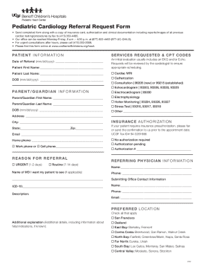 Pediatric Cardiology Referral Request Form