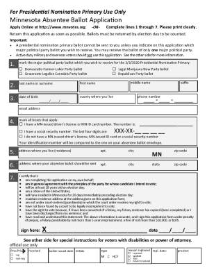 Minnesota Absentee Ballot Application