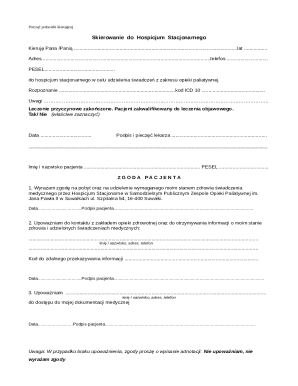 Poland Hospice Admission Form