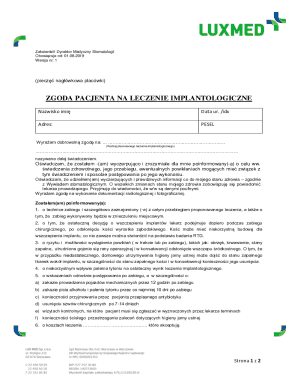Patient Consent Form for Implantological Treatment
