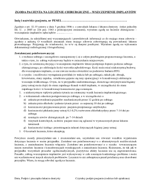 Zgoda Pacjenta na Leczenie Chirurgiczne – Wszczepienie Implantów