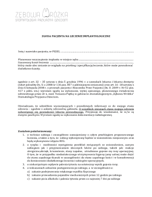 Patient Consent Form for Dental Implant Treatment