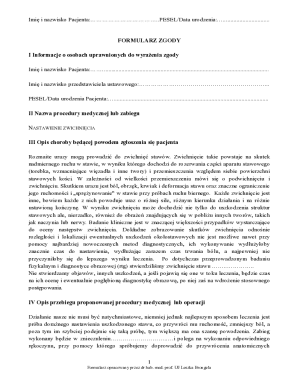 Medical Consent Form for Joint Dislocation Treatment