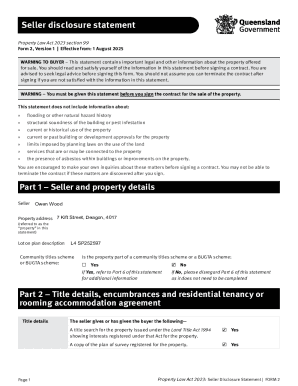 Seller Disclosure Statement Form 2