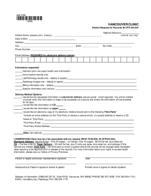 Vancouver Clinic Patient Request for Records
