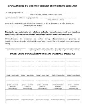 Child Pickup Authorization Form