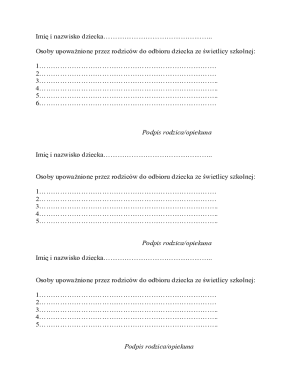 Child Pickup Authorization Form