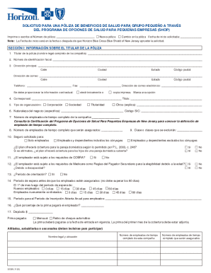 New Jersey Small Employer Health Options Program Application