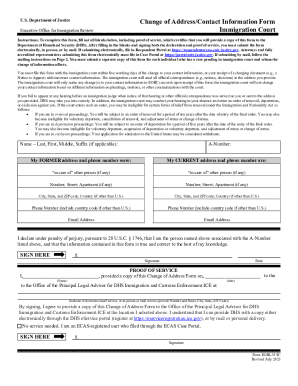 US Immigration Court Change of Address Form
