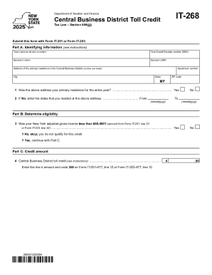 New York Central Business District Toll Credit Form IT-268