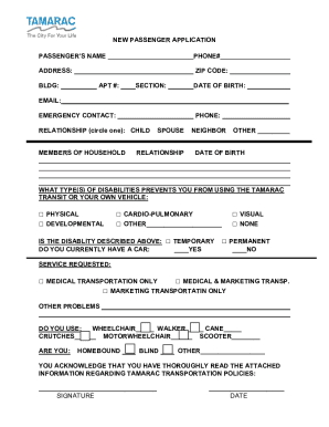 Tamarac Para-transit Application and Waiver