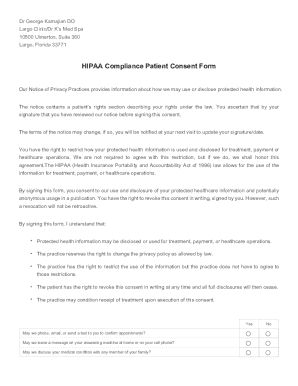 HIPAA Compliance Patient Consent Form