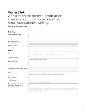 Application for Project Information Memorandum for Non-Consented Small Standalone Dwelling