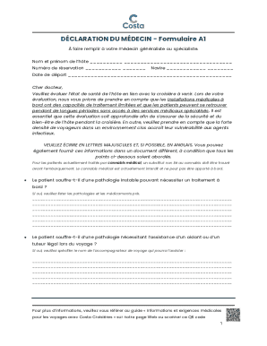 Doctor's Health Declaration Form A1