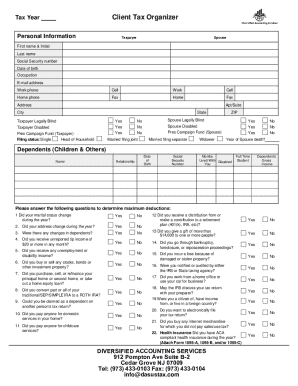 Tax Year Client Tax Organizer