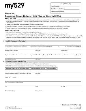 Form 210 Incoming Direct Rollover