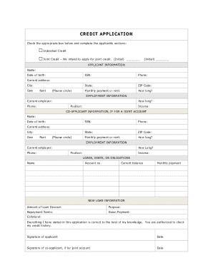 Credit Application Form
