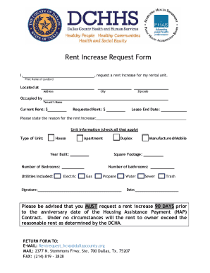 Rent Increase Request Form
