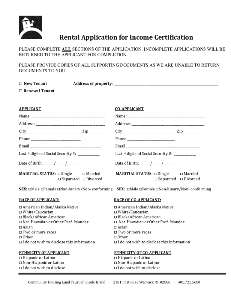 Fillable Online Fillable Rental Application Form for the State of ...