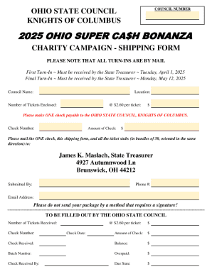 Ohio State Council Charity Campaign Shipping Form