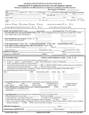 Georgia Medicaid and IV-E Application for Foster Care and Adoption Assistance