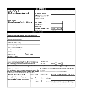 Bill of Lading Form
