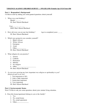 Swarziland Violence Against Children Survey