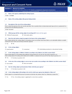 Police Vetting Request and Consent Form