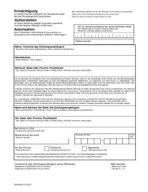 German Pension Direct Deposit Authorization