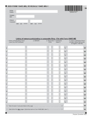 2025 Form 1040C-ME Schedule 1040C-ME-1