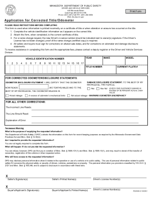 Minnesota Corrected Title Application