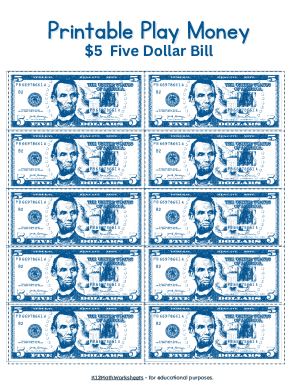 Printable Play Money