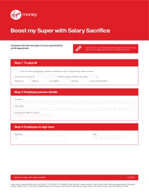 Virgin Money Super Salary Sacrifice Form