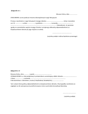 Polish School Excuse Note